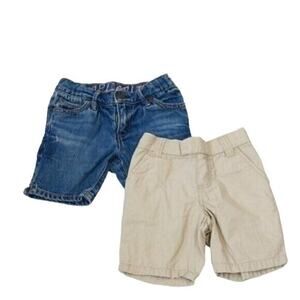 Lot of 2 Pair of Girls Bermuda Shorts Size 4 Denim Khaki